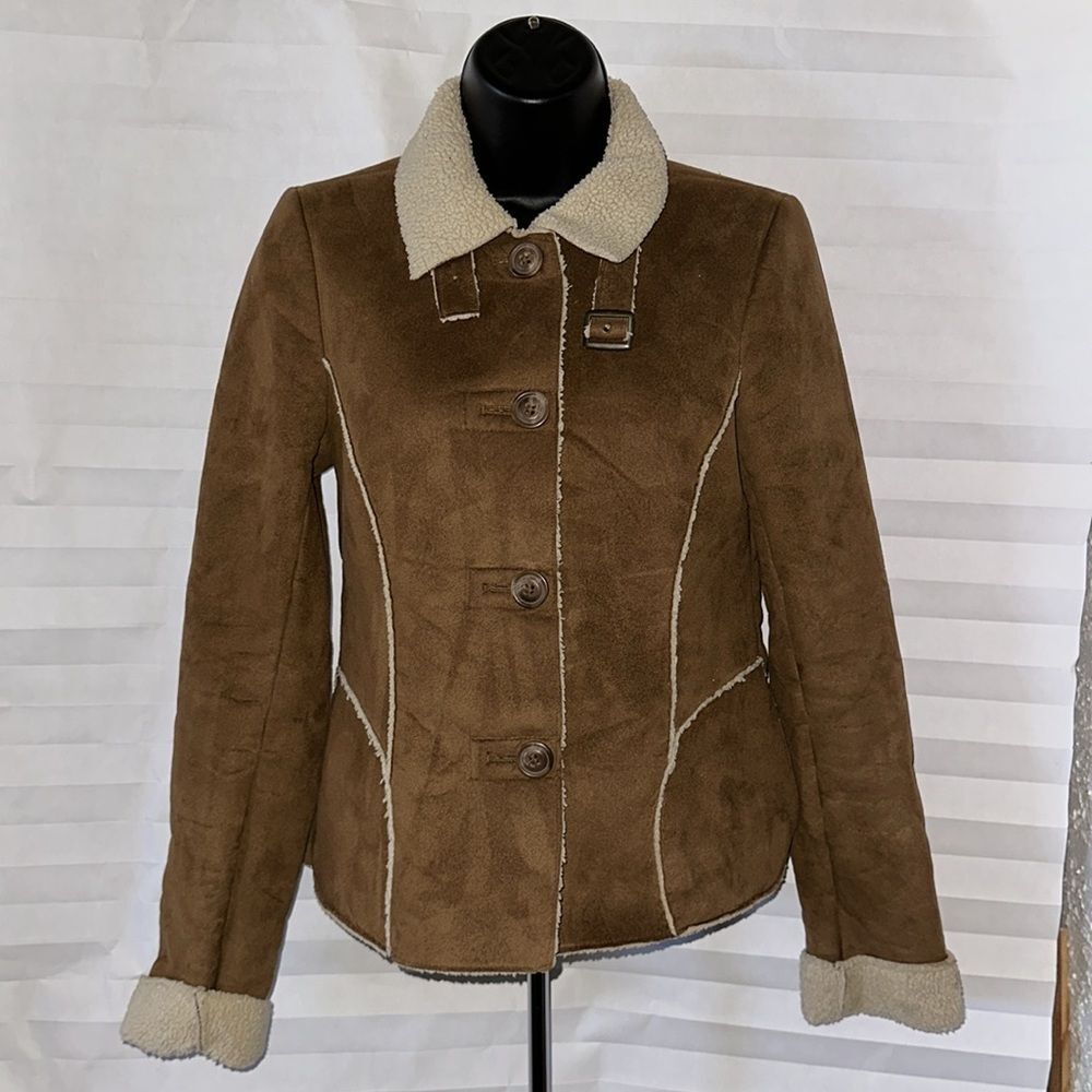 Old Navy Womens Brown Faux Shearling Jacket Coat Size XS Winter Outerwear